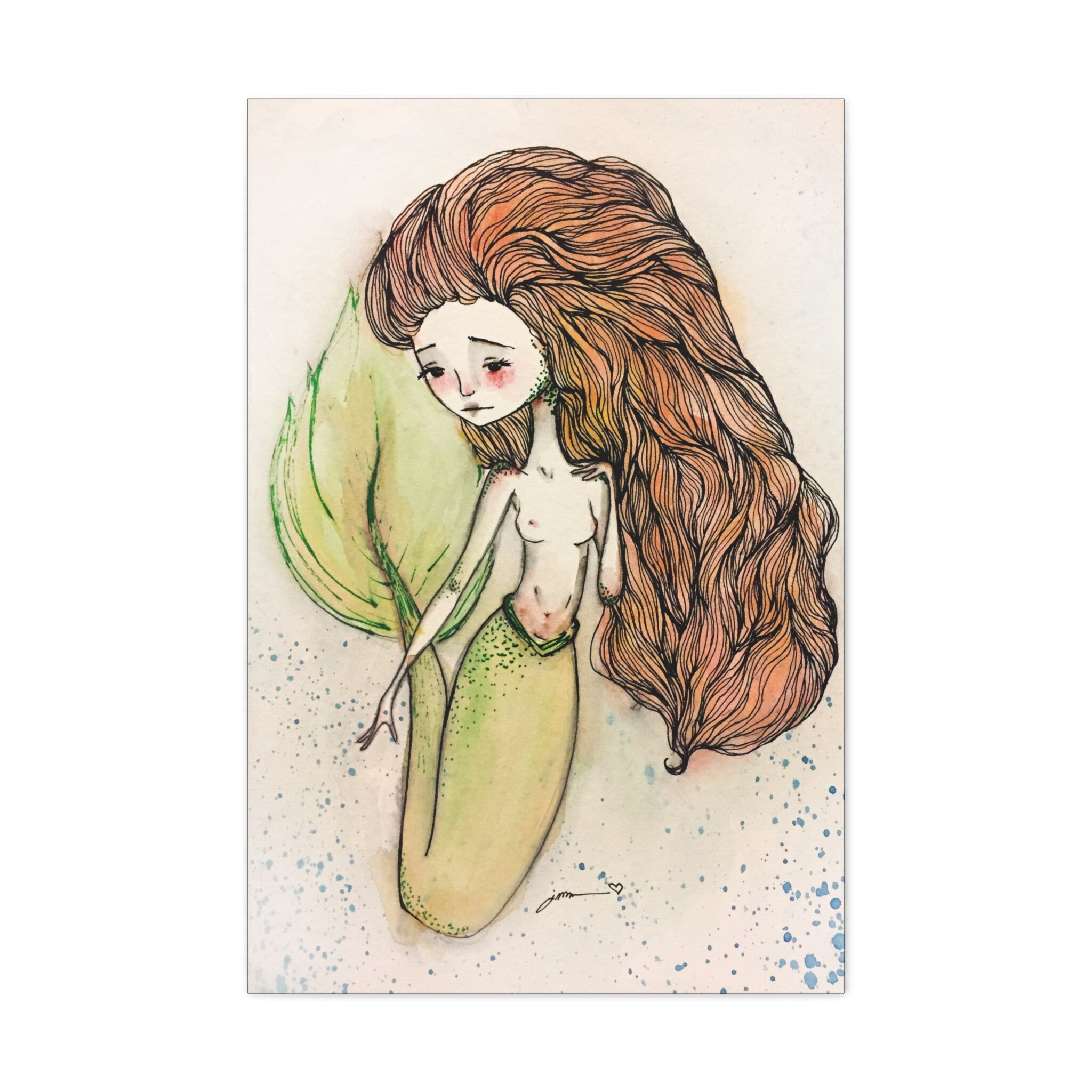 Little Mermaid in Red · Canvas Print