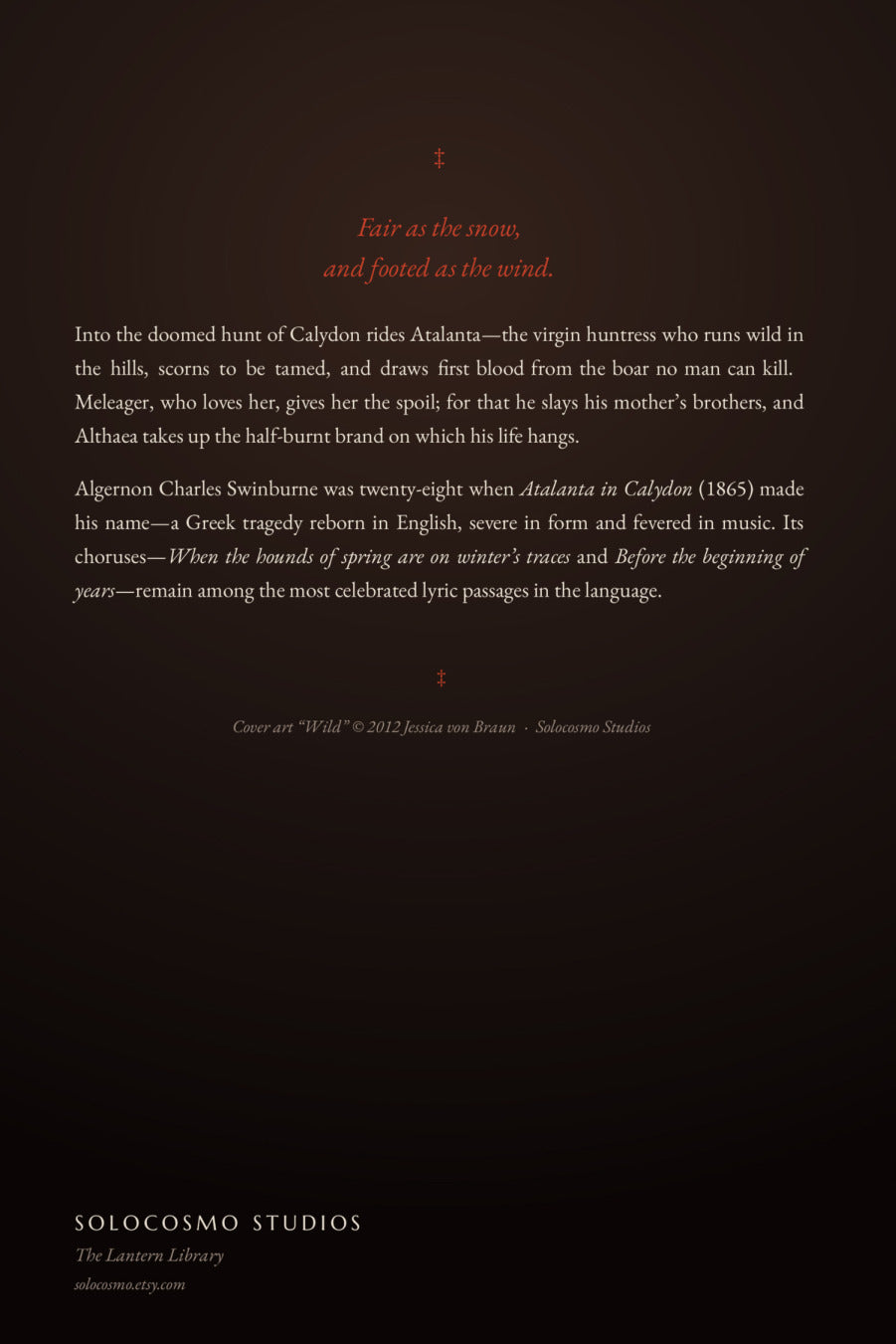 Atalanta in Calydon, back cover