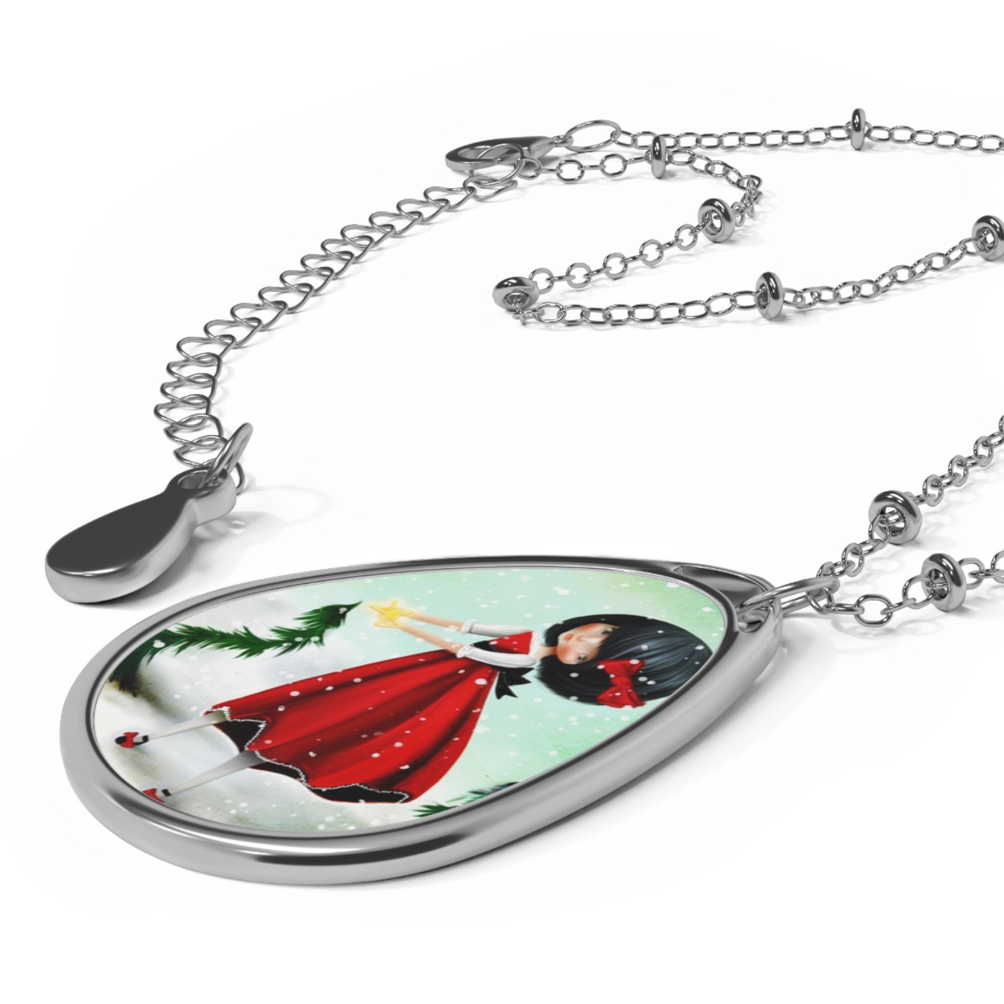 Crooked Christmas Tree Oval · Necklace