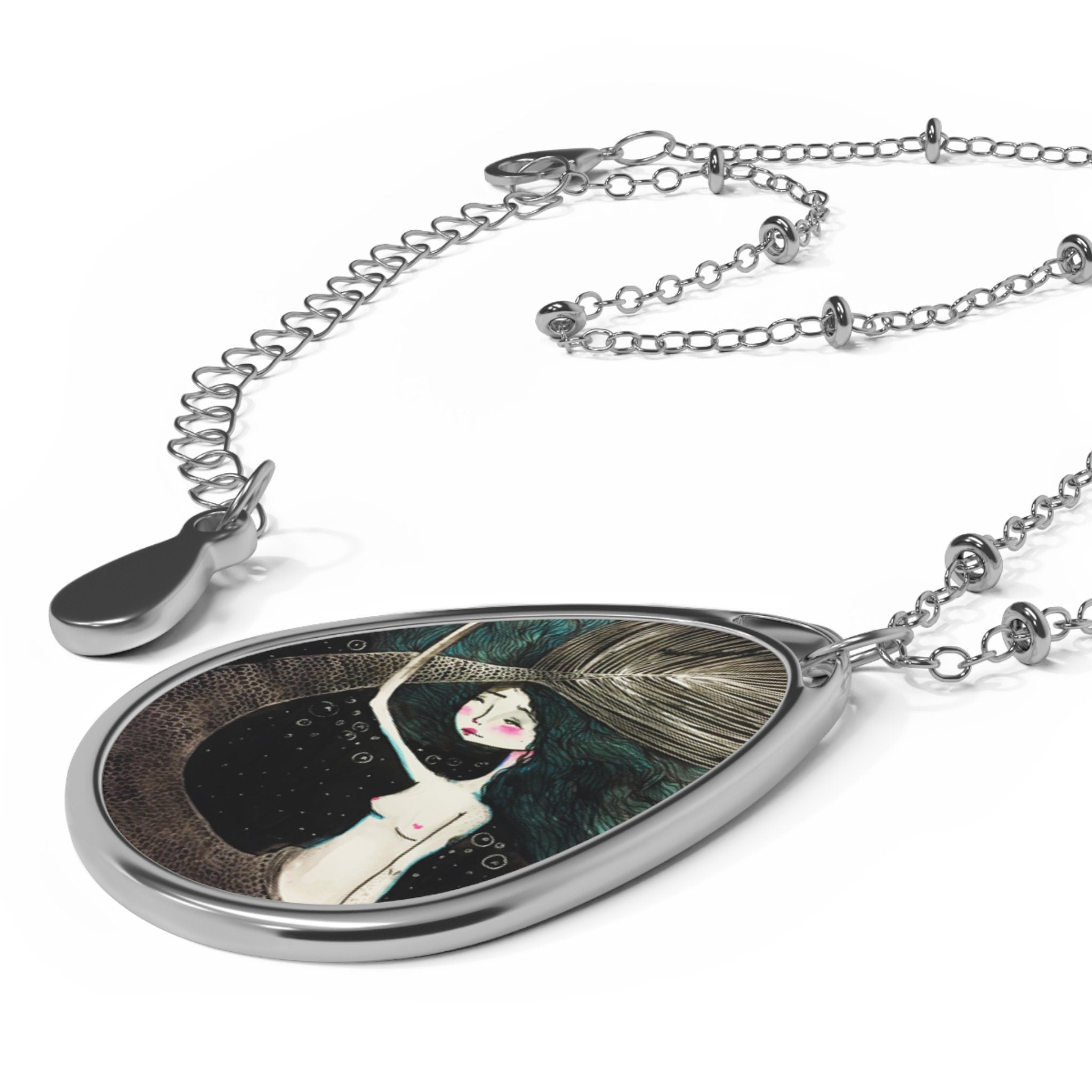 Little Teal Mermaid- Oval · Necklace