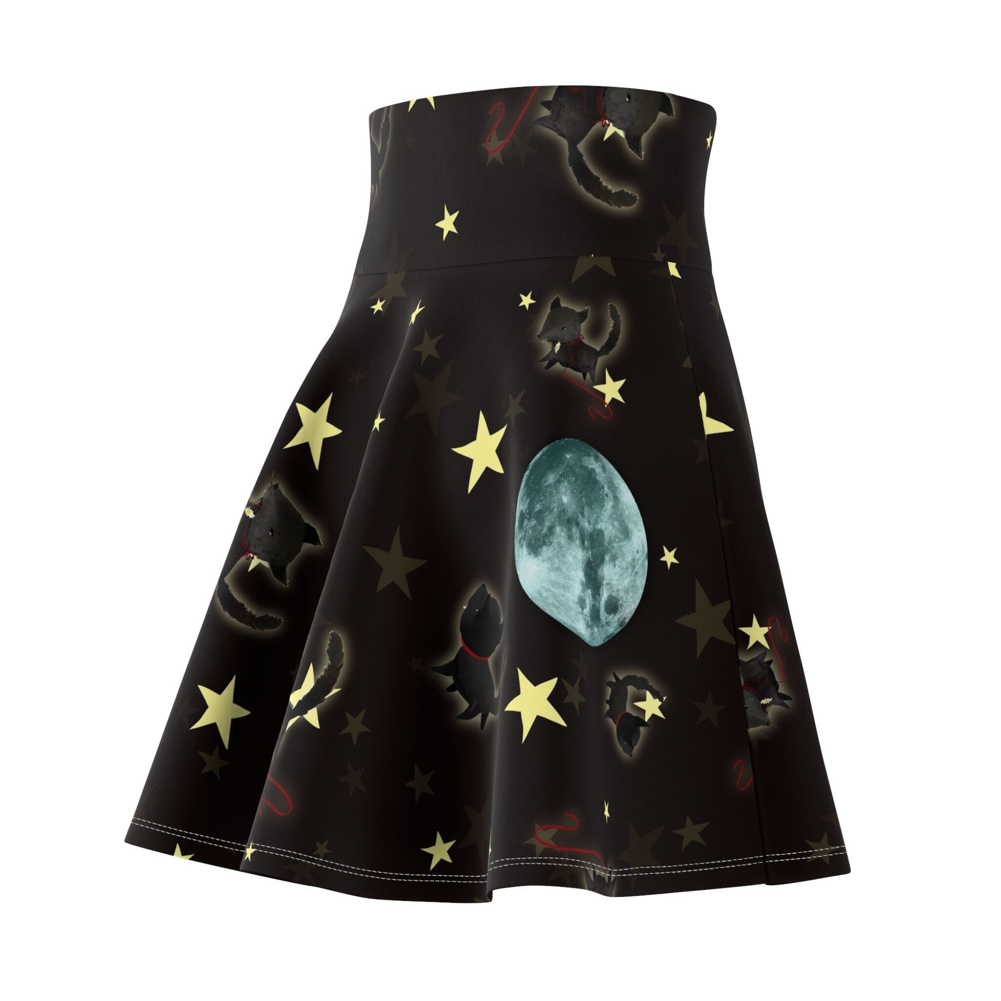 Little Baby Wolf, Moon and Stars Women's Skater Skirt · Apparel