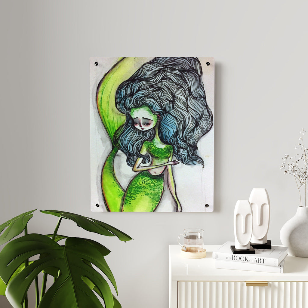 Mermaid in Green Acrylic Wall Art Panel · Acrylic Print