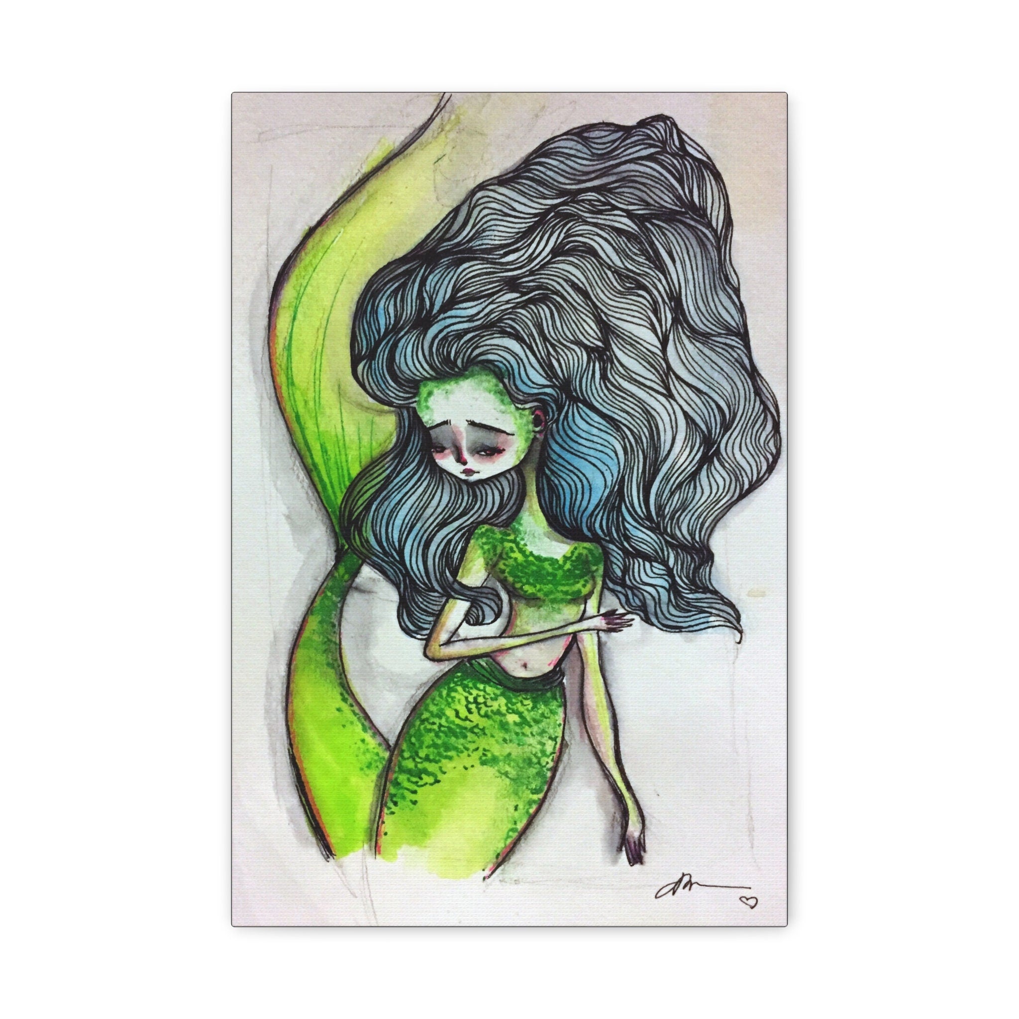 Mermaid in Green and Blue · Canvas Print