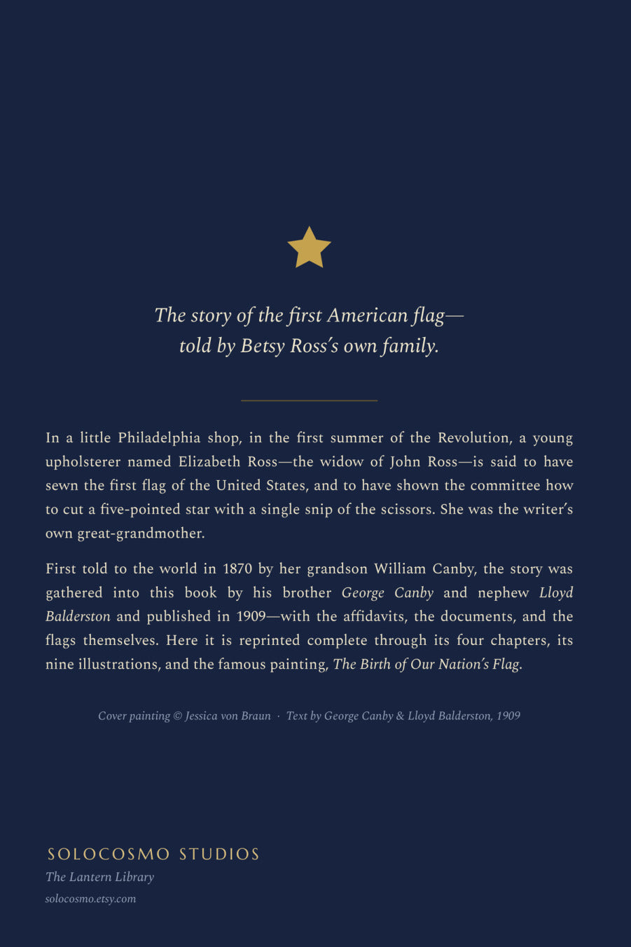 Betsy: The Evolution of the American Flag, back cover
