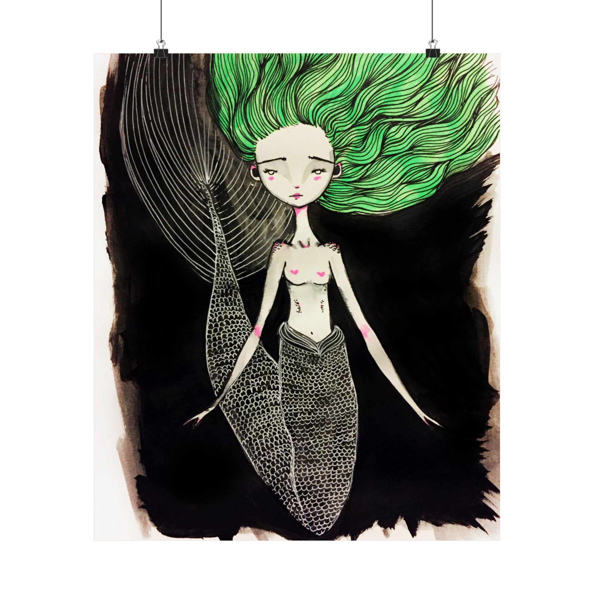 Mermaid in Green · Poster Print