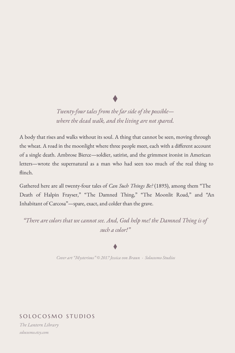 Can Such Things Be?, back cover