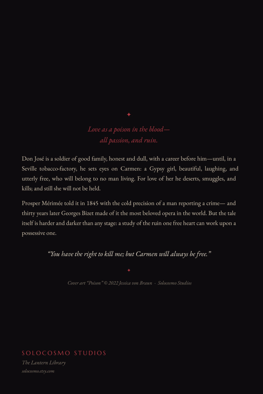 Carmen, back cover