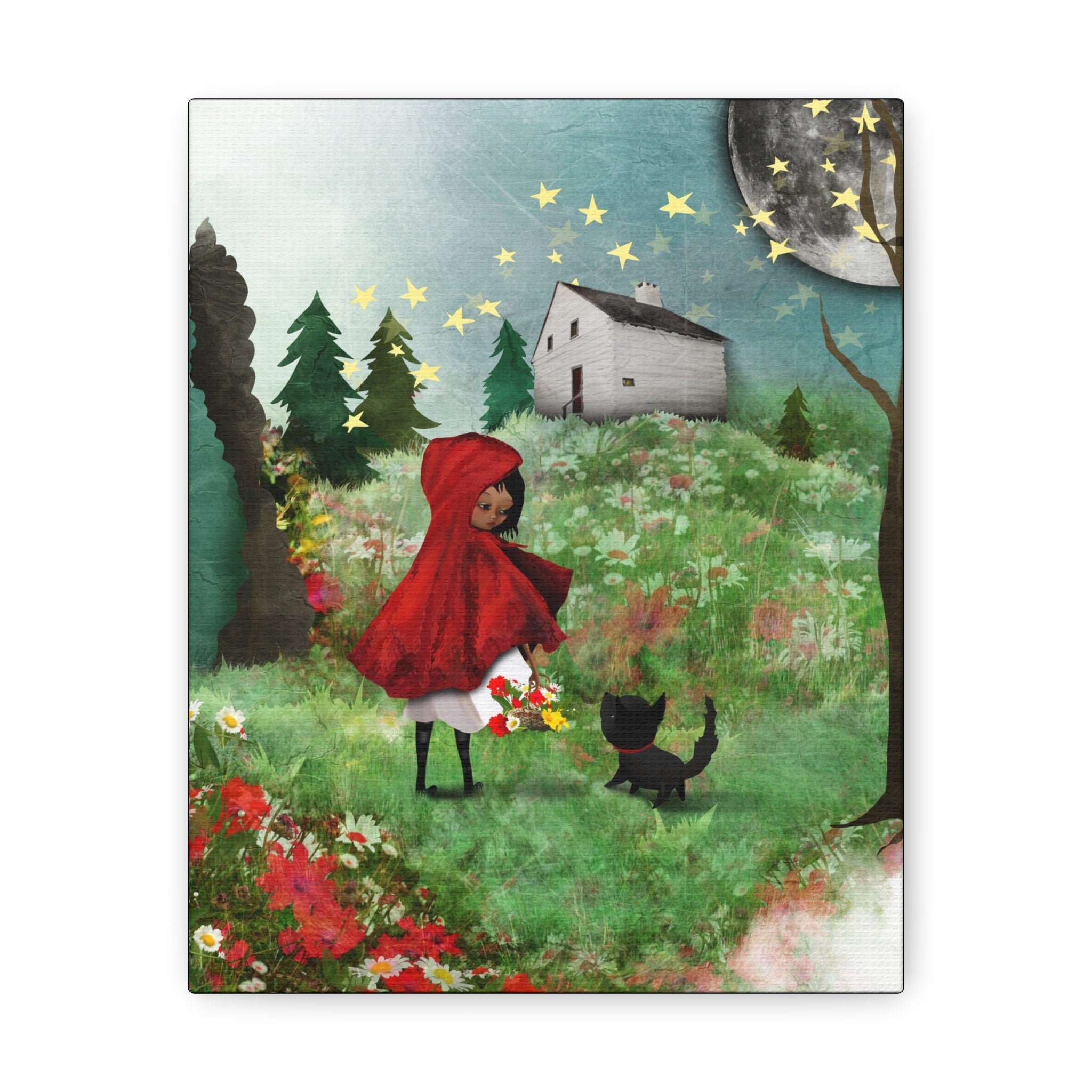 Little Red Riding Hood, the Wolf and Grandma's House · Canvas Print