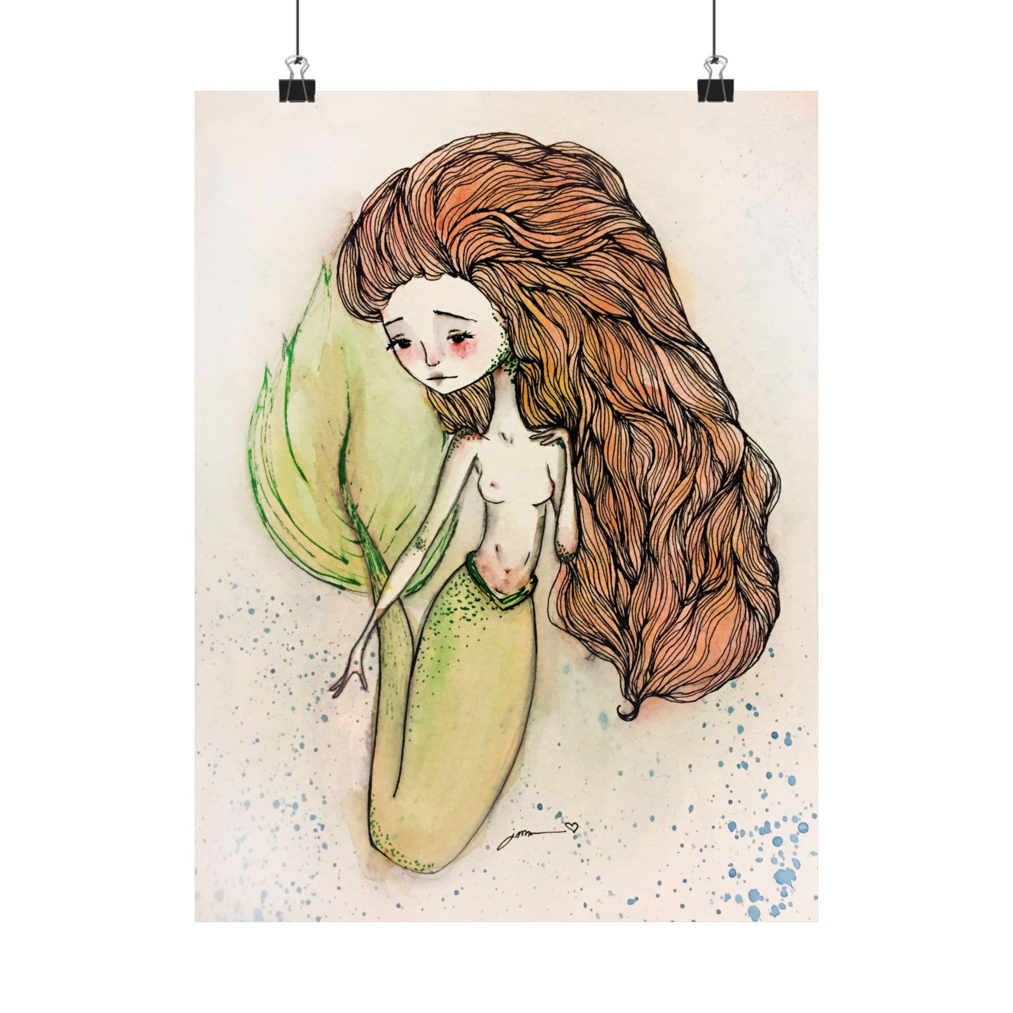 Mermaid in Red · Poster Print
