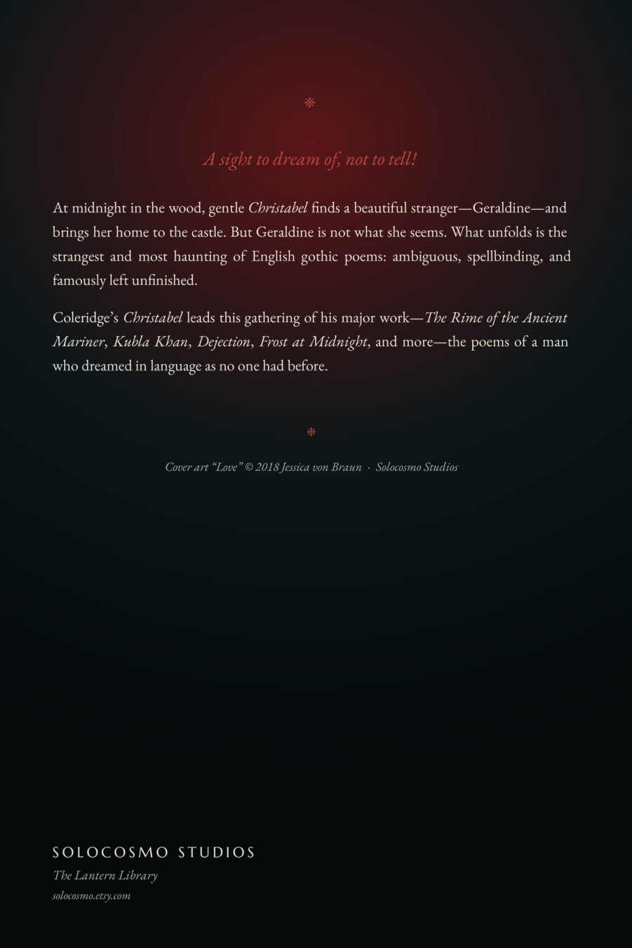 Christabel and Other Poems, back cover