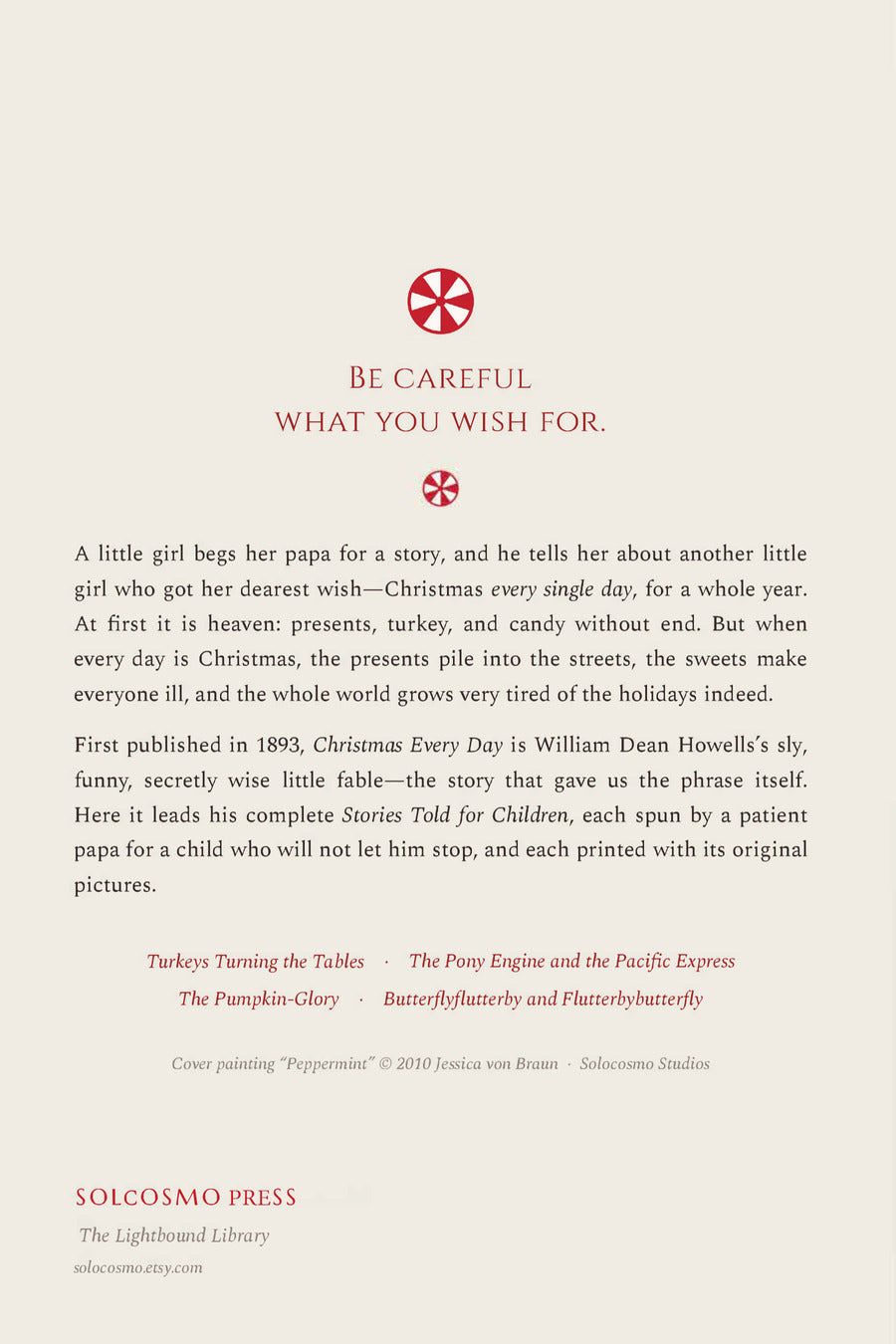 Christmas Every Day, back cover