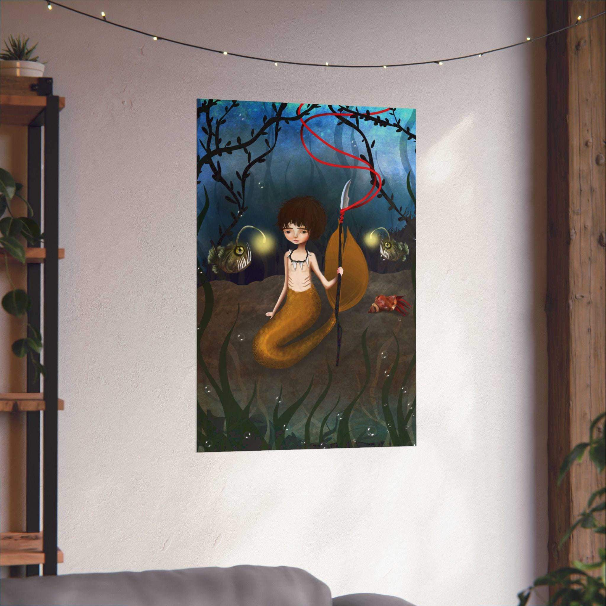 Yellow Deep Sea Merboy · Poster Print