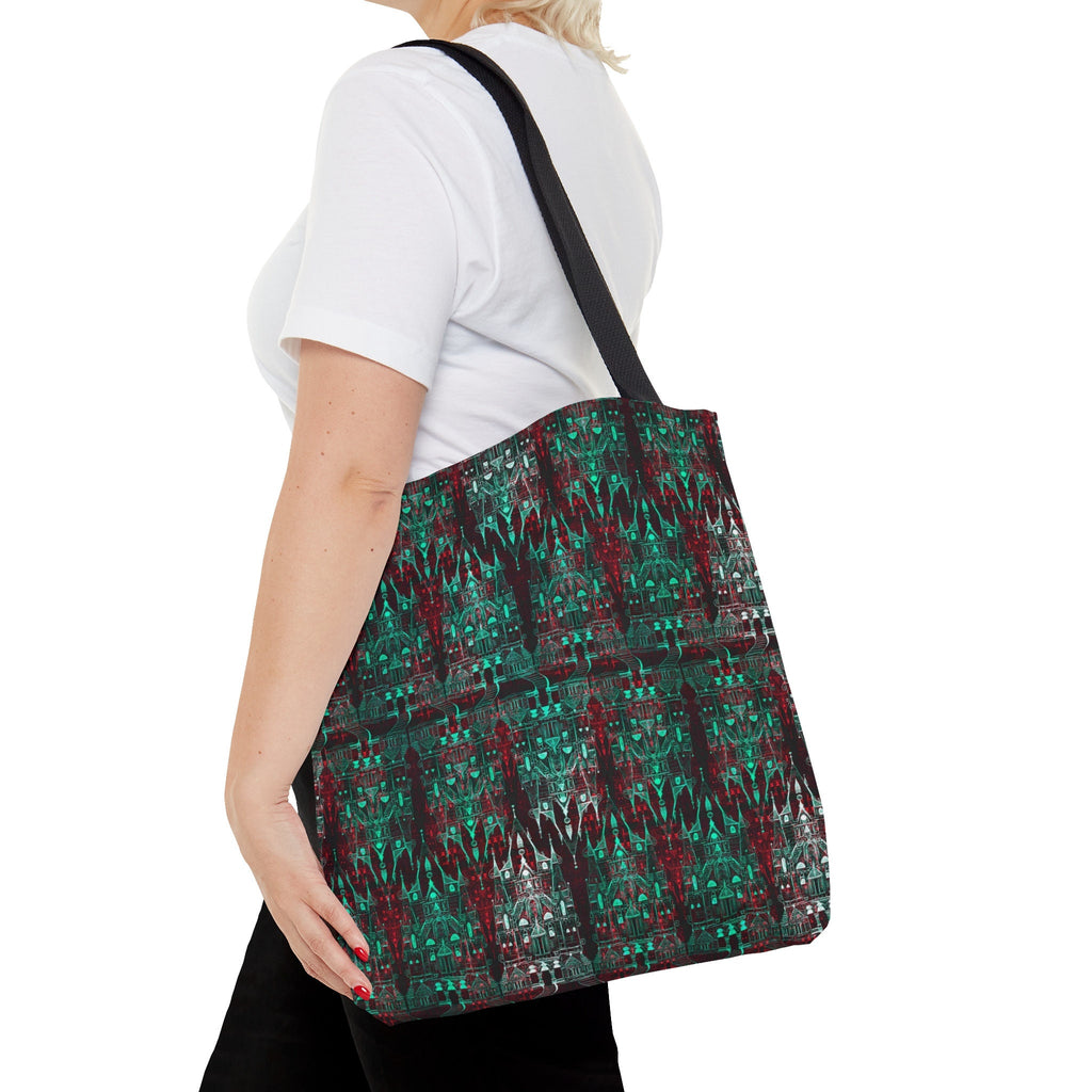 Cinderellas Castle in Green and Red Neon · Tote Bag