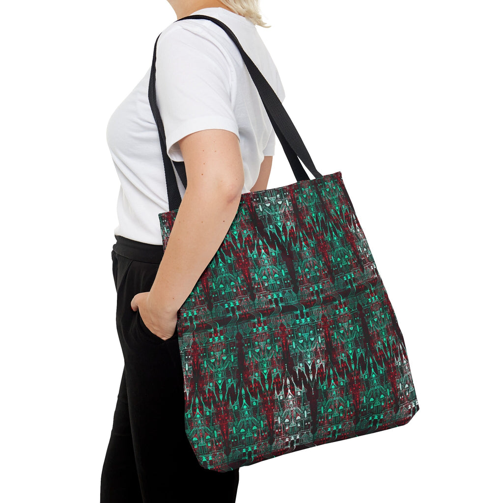 Cinderellas Castle in Green and Red Neon · Tote Bag