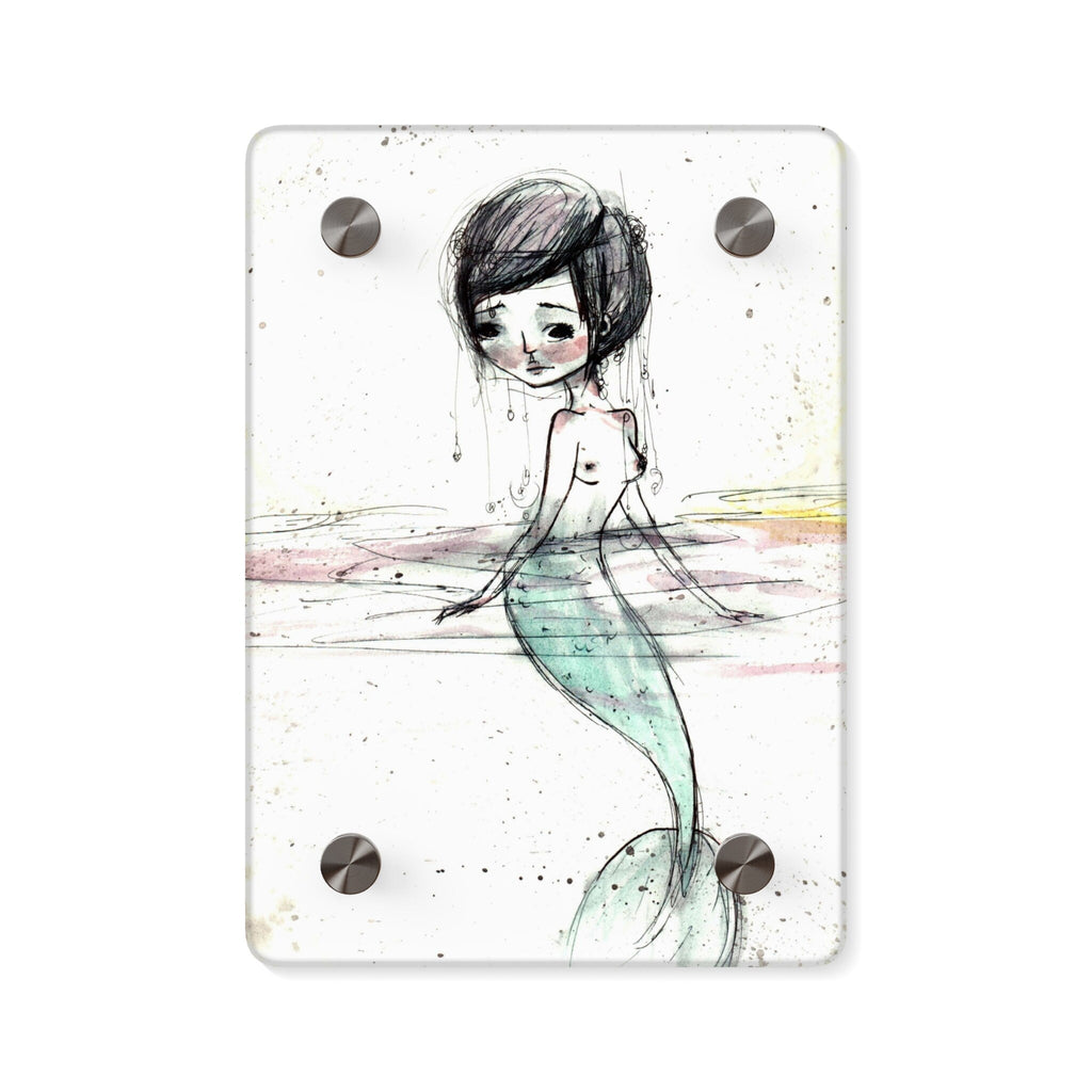 Watercolor Mermaid in Green Wall Art Panel · Acrylic Print
