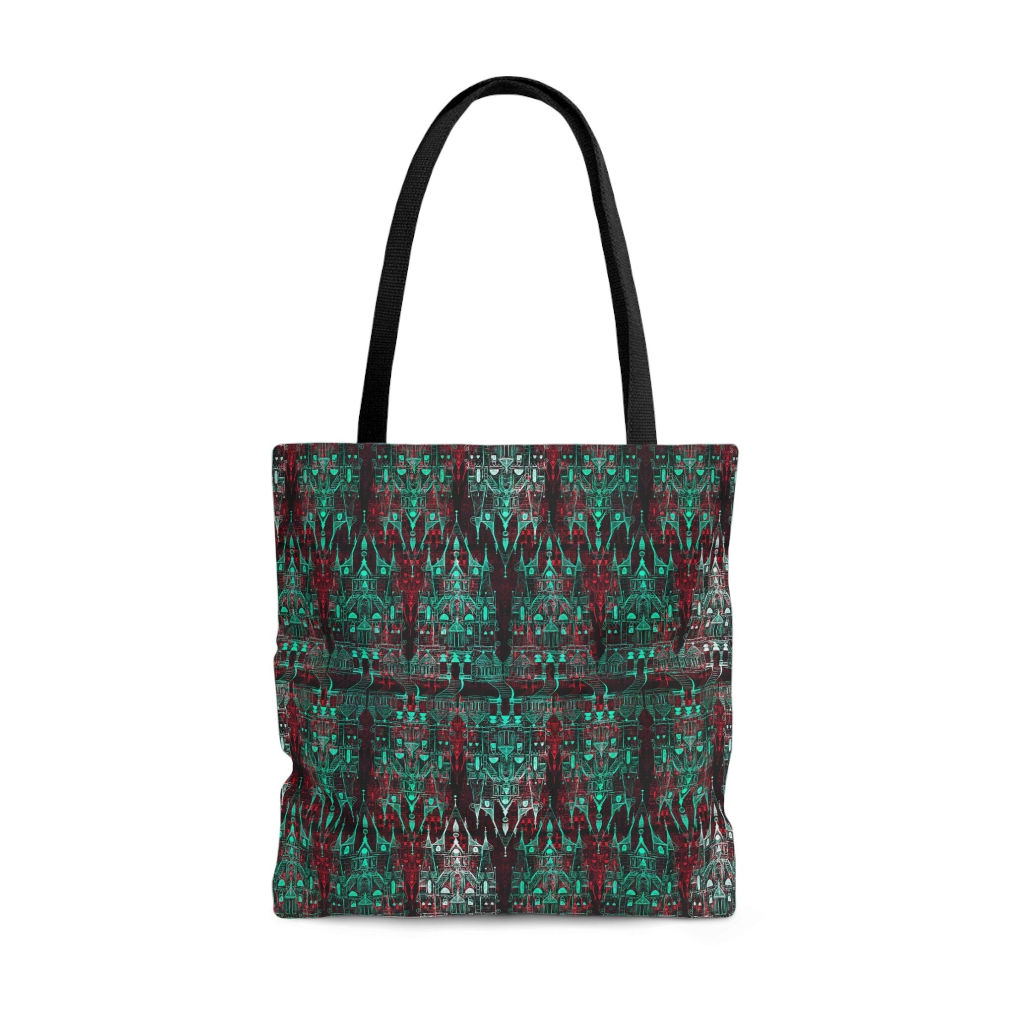 Cinderellas Castle in Green and Red Neon · Tote Bag