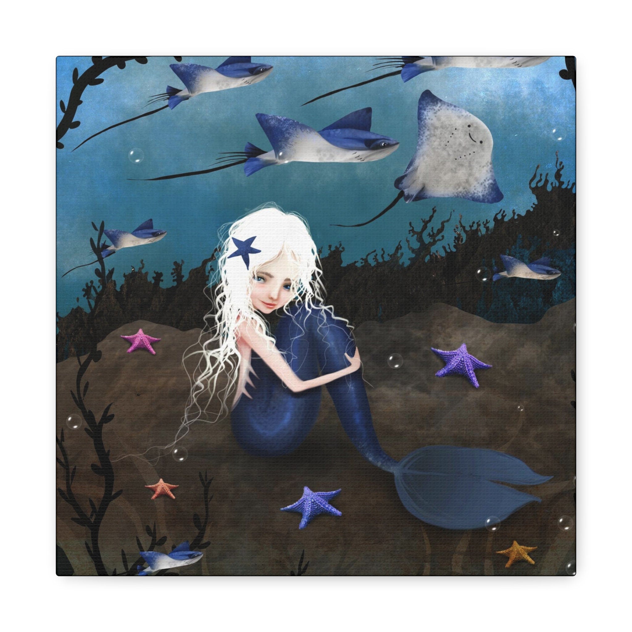 Mermaid in Blue · Canvas Print