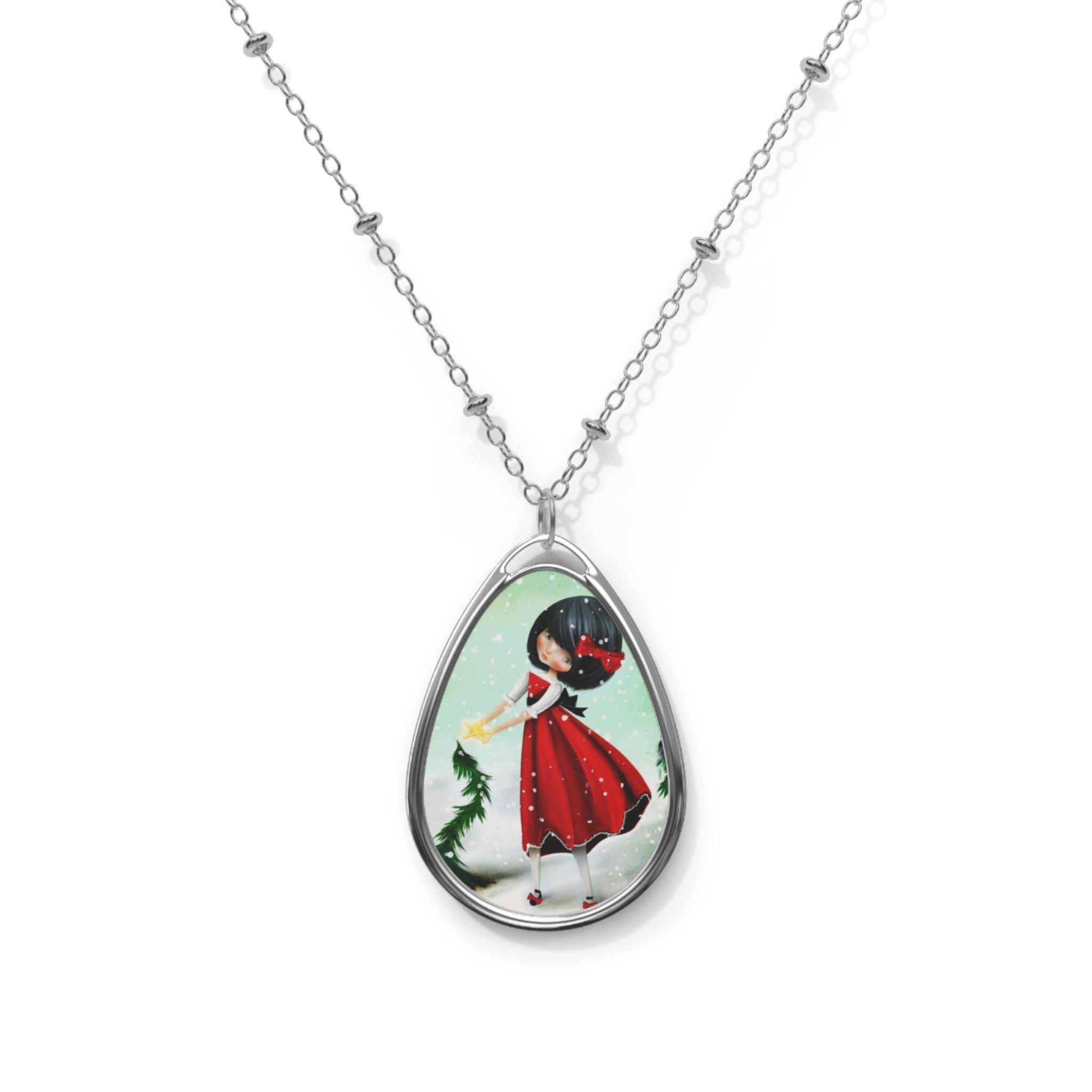 Crooked Christmas Tree Oval · Necklace