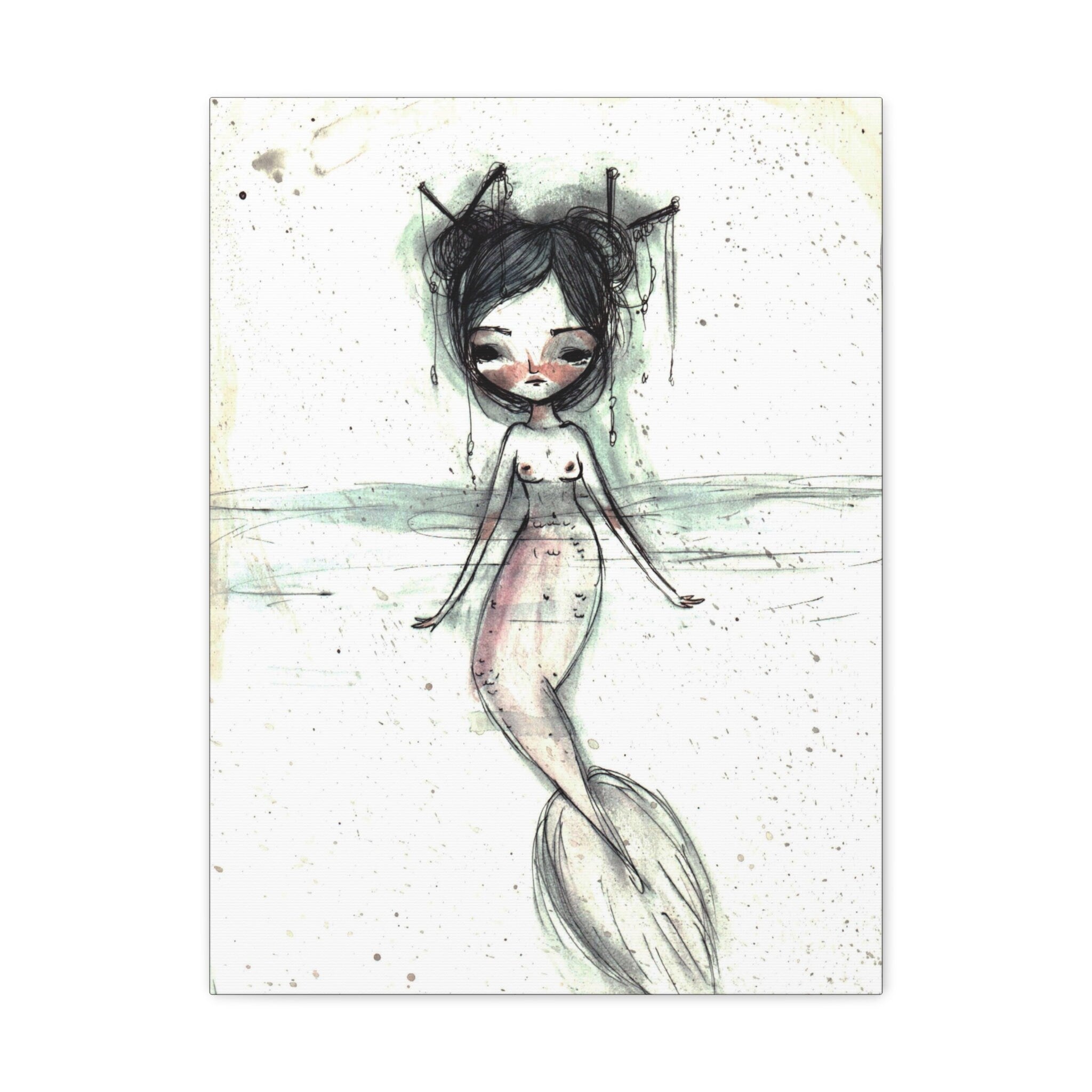 Watercolor Mermaid 2 · Canvas Print