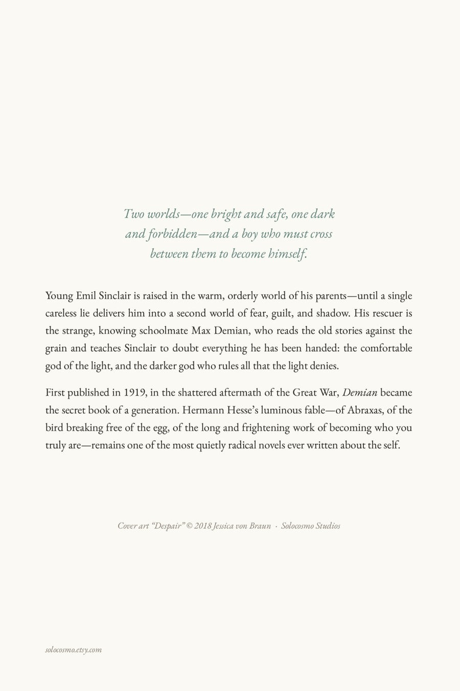 Demian, back cover