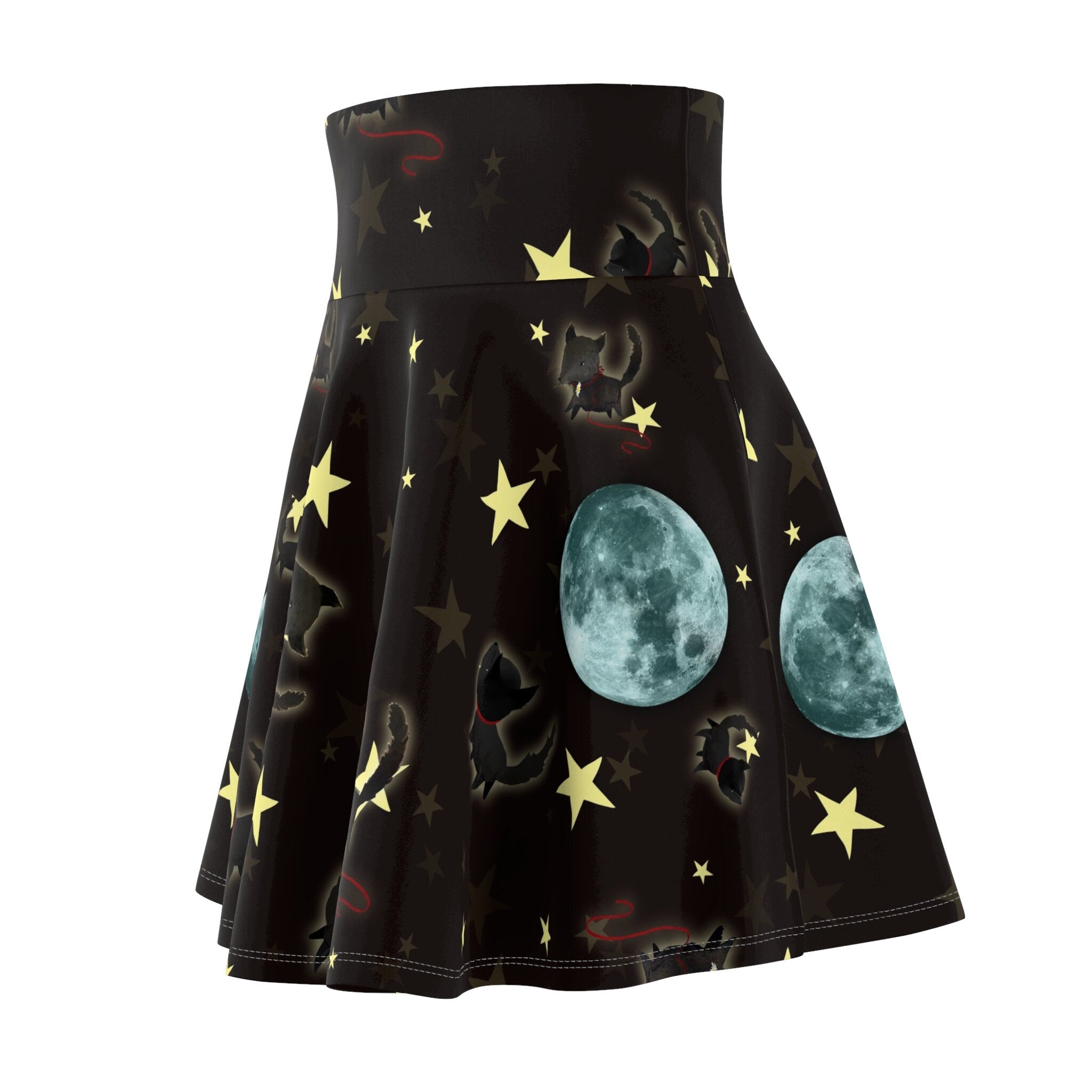 Little Baby Wolf, Moon and Stars Women's Skater Skirt · Apparel