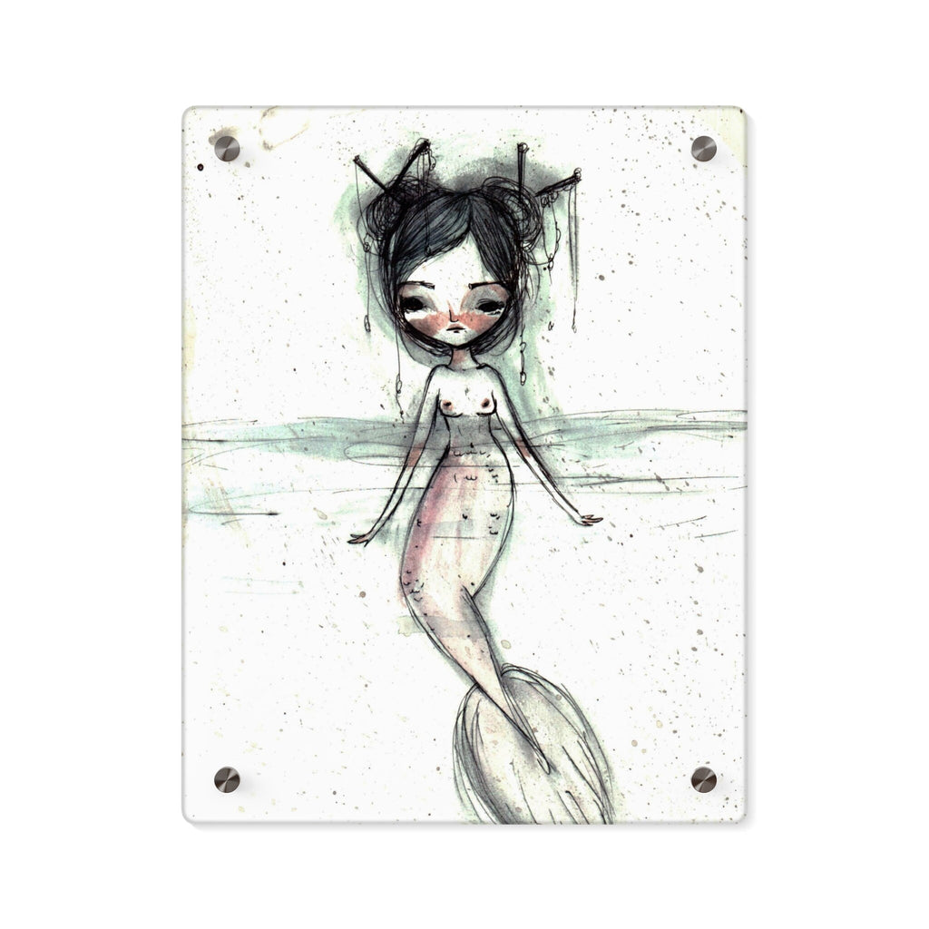 Watercolor Mermaid in Pink Acrylic Wall Art Panel · Acrylic Print