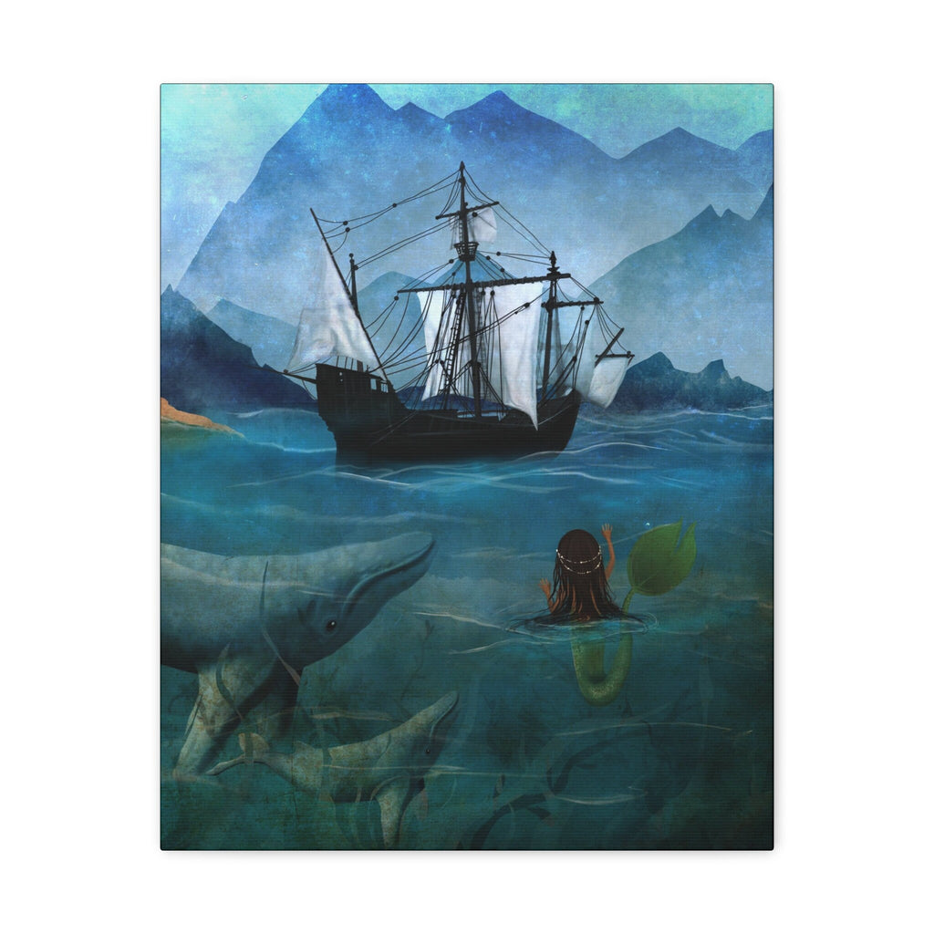 The Little Mermaid and the Ship · Canvas Print