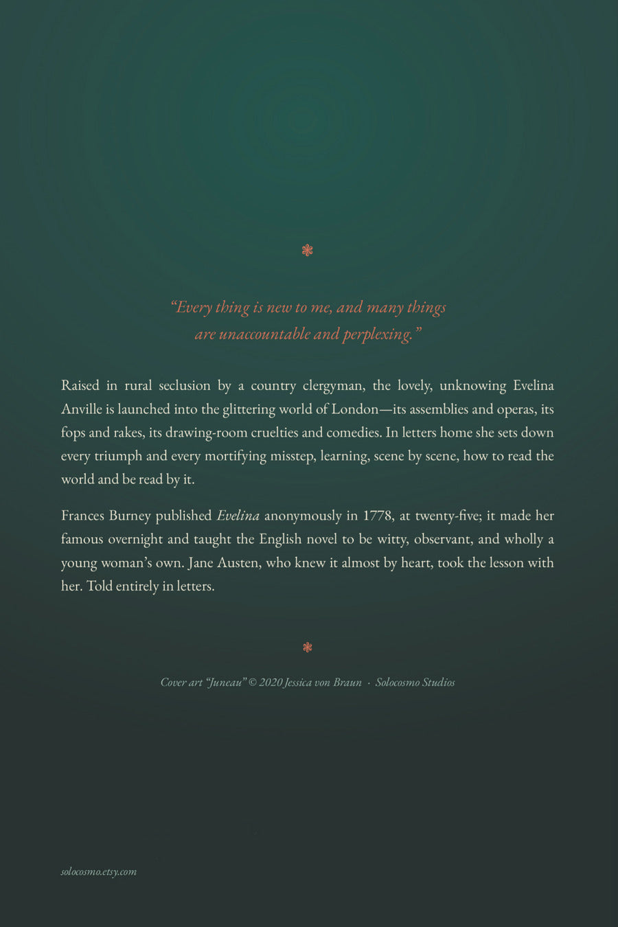 Evelina, back cover