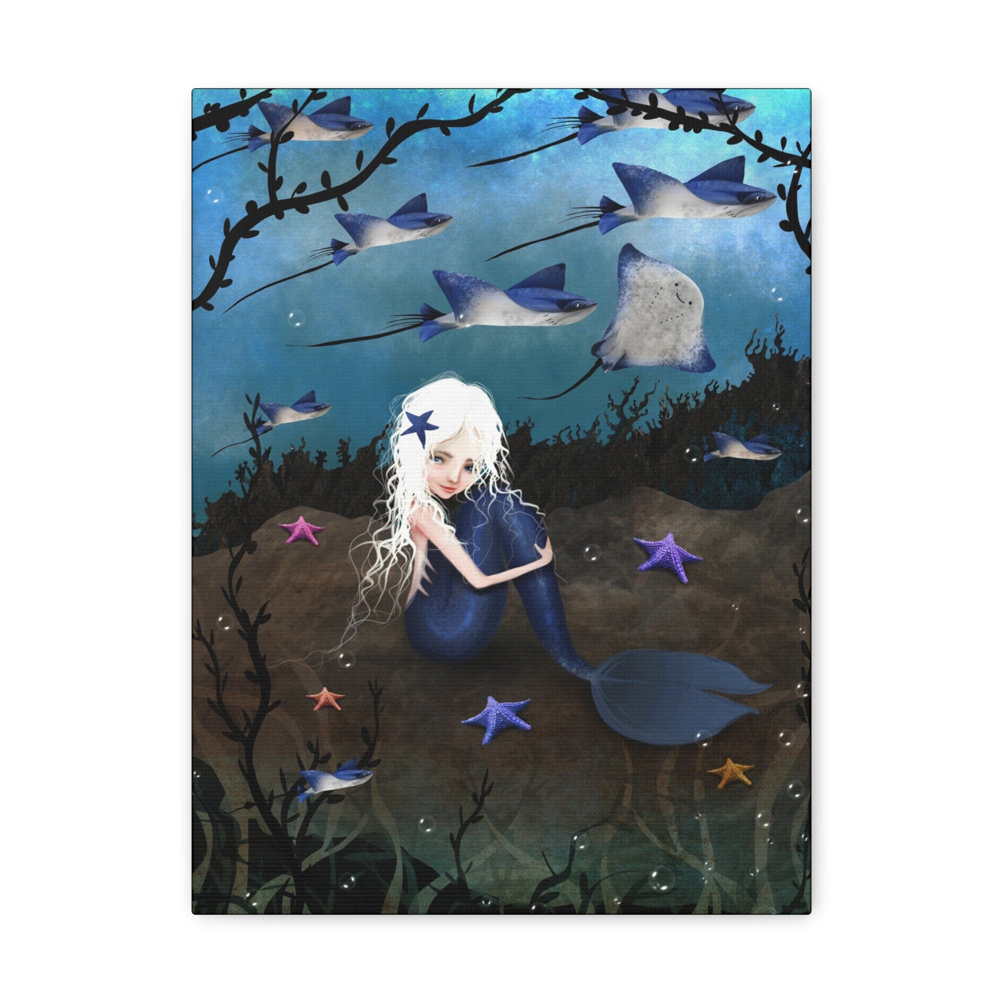 Mermaid in Blue · Canvas Print