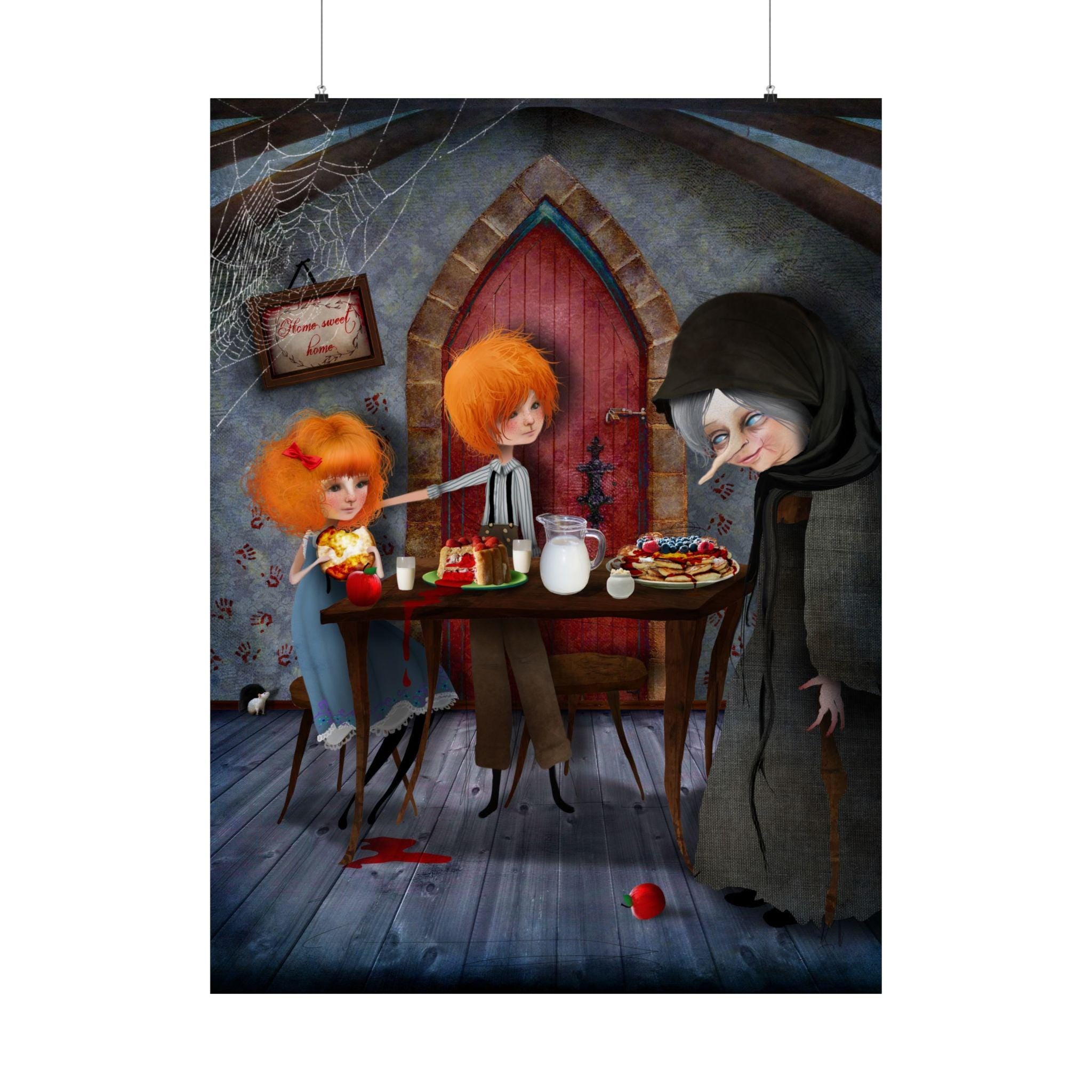 Hansel and Gretel in the Witches House · Poster Print