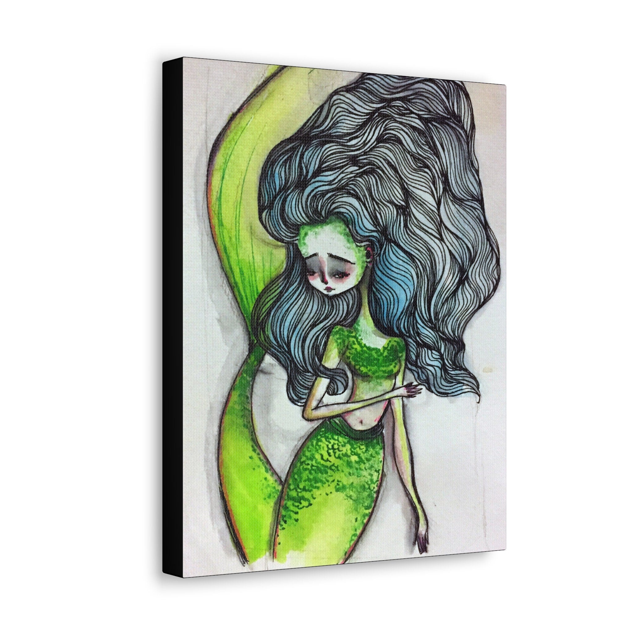 Mermaid in Green and Blue · Canvas Print