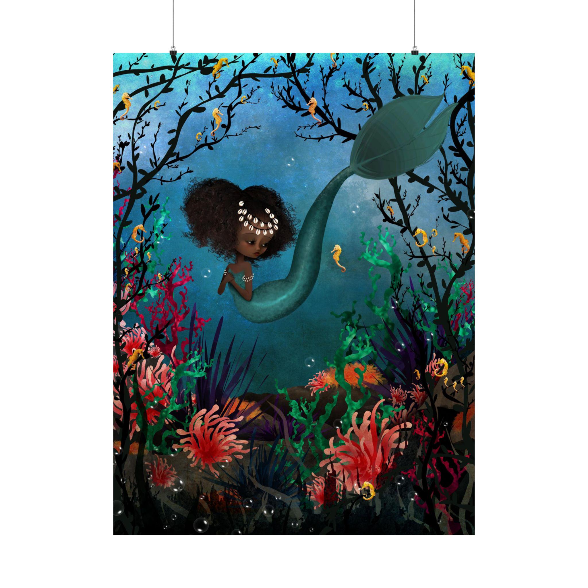 Teal Mermaid- Matte Vertical Posters · Poster Print