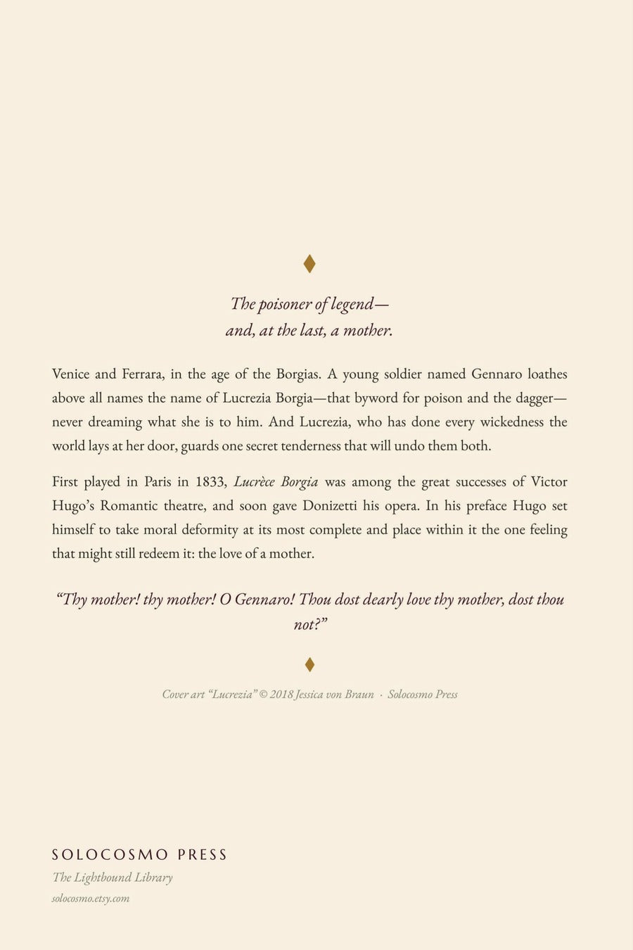 Lucrezia Borgia, back cover
