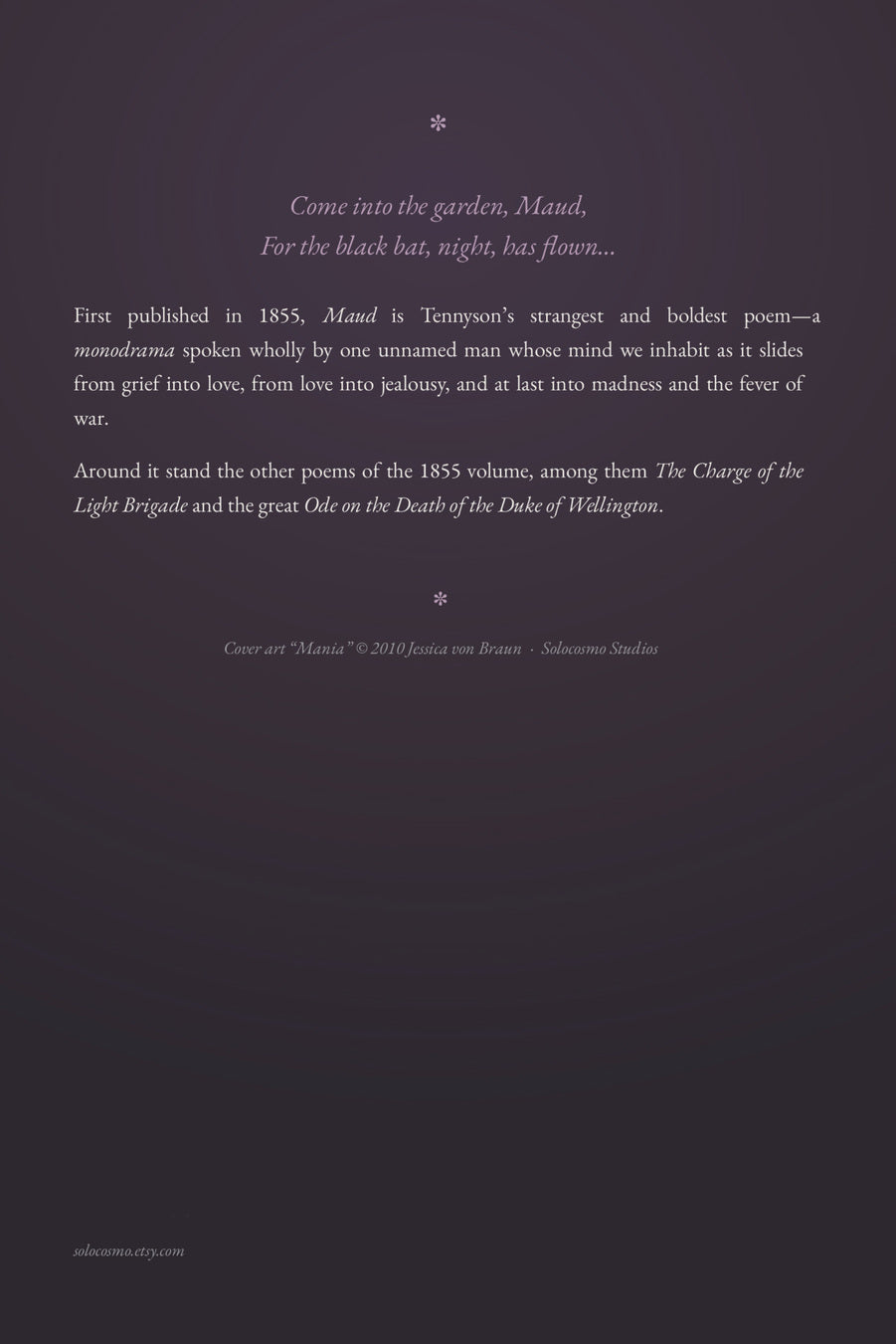 Maud, and Other Poems, back cover