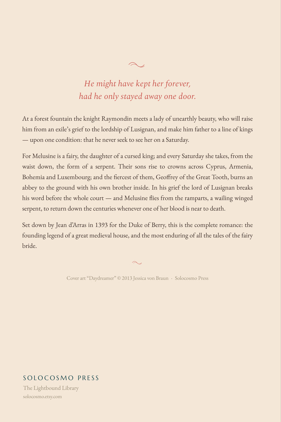 Melusine, back cover