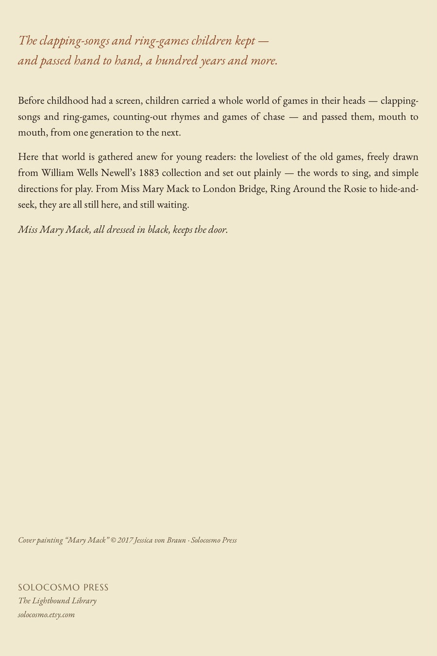 Miss Mary Mack, back cover