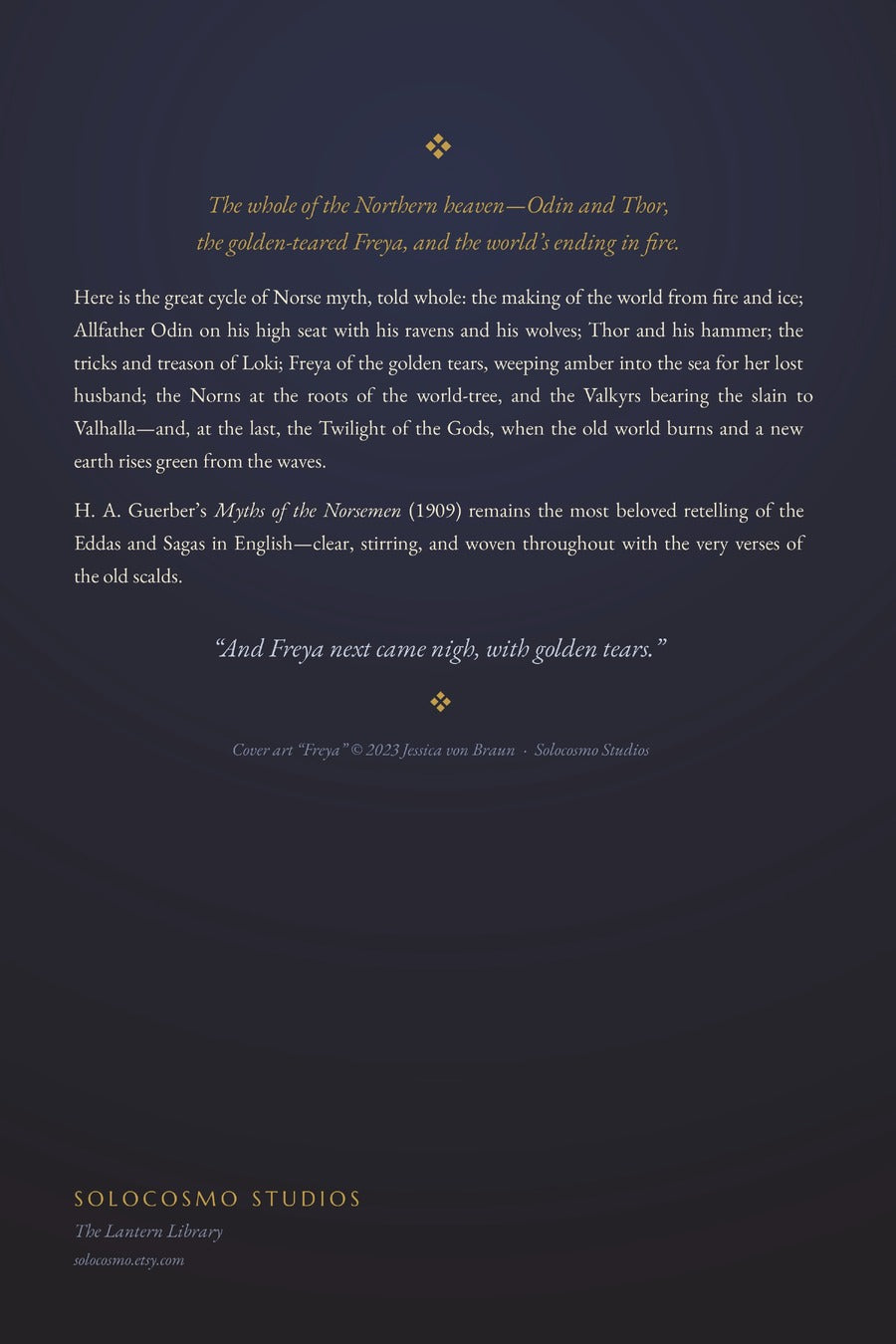 Myths of the Norsemen, back cover