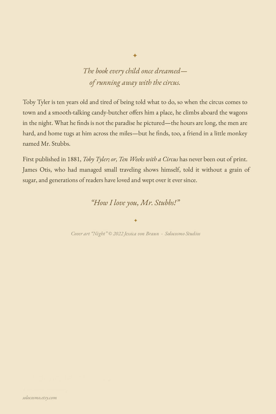 Ten Weeks with a Circus, back cover