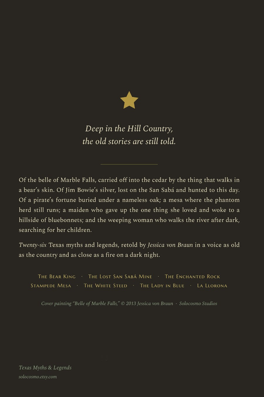 The Belle of Marble Falls and the Bear King, back cover