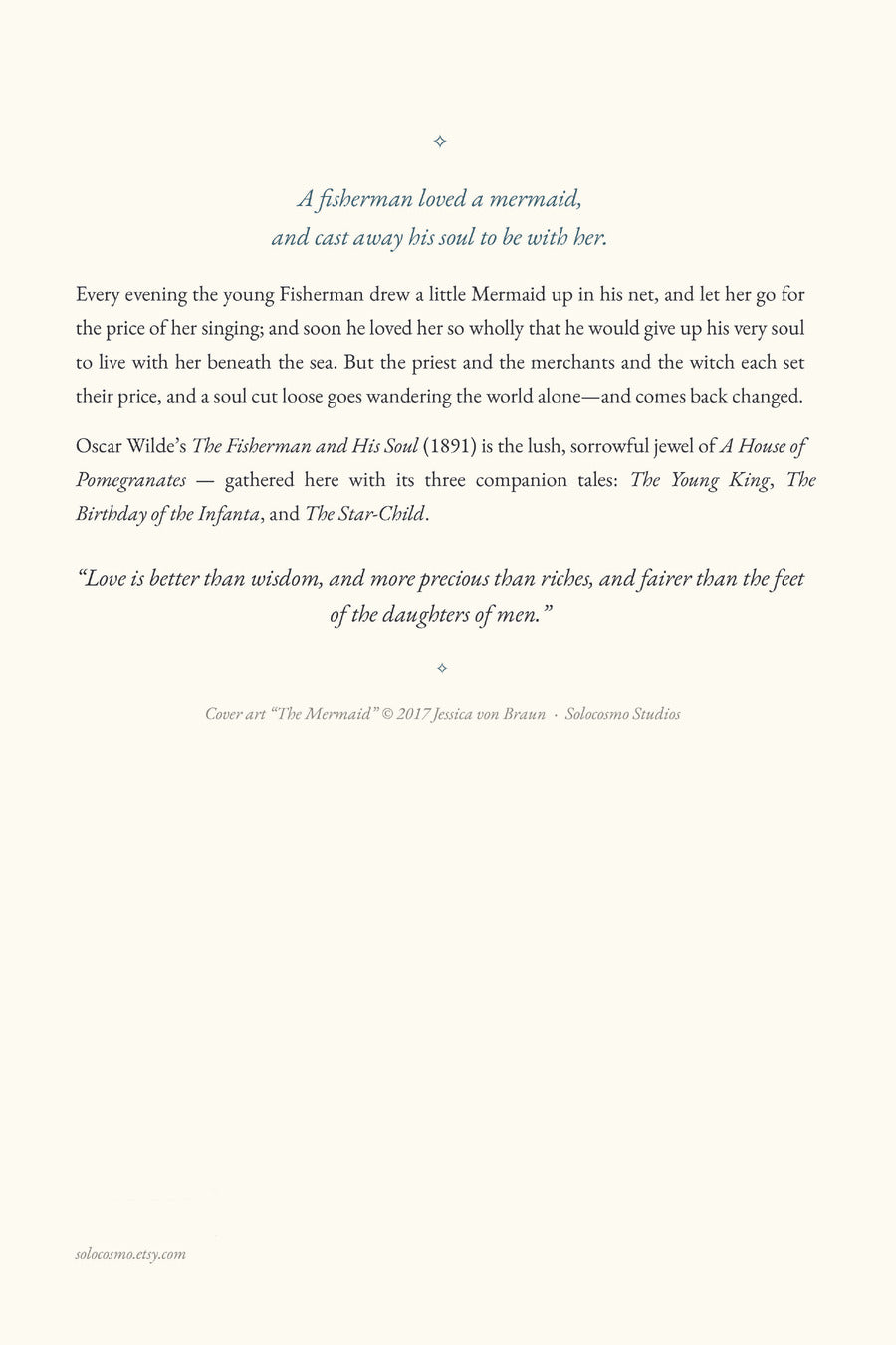 The Fisherman and His Soul, and the Tales of A House of Pomegranates, back cover
