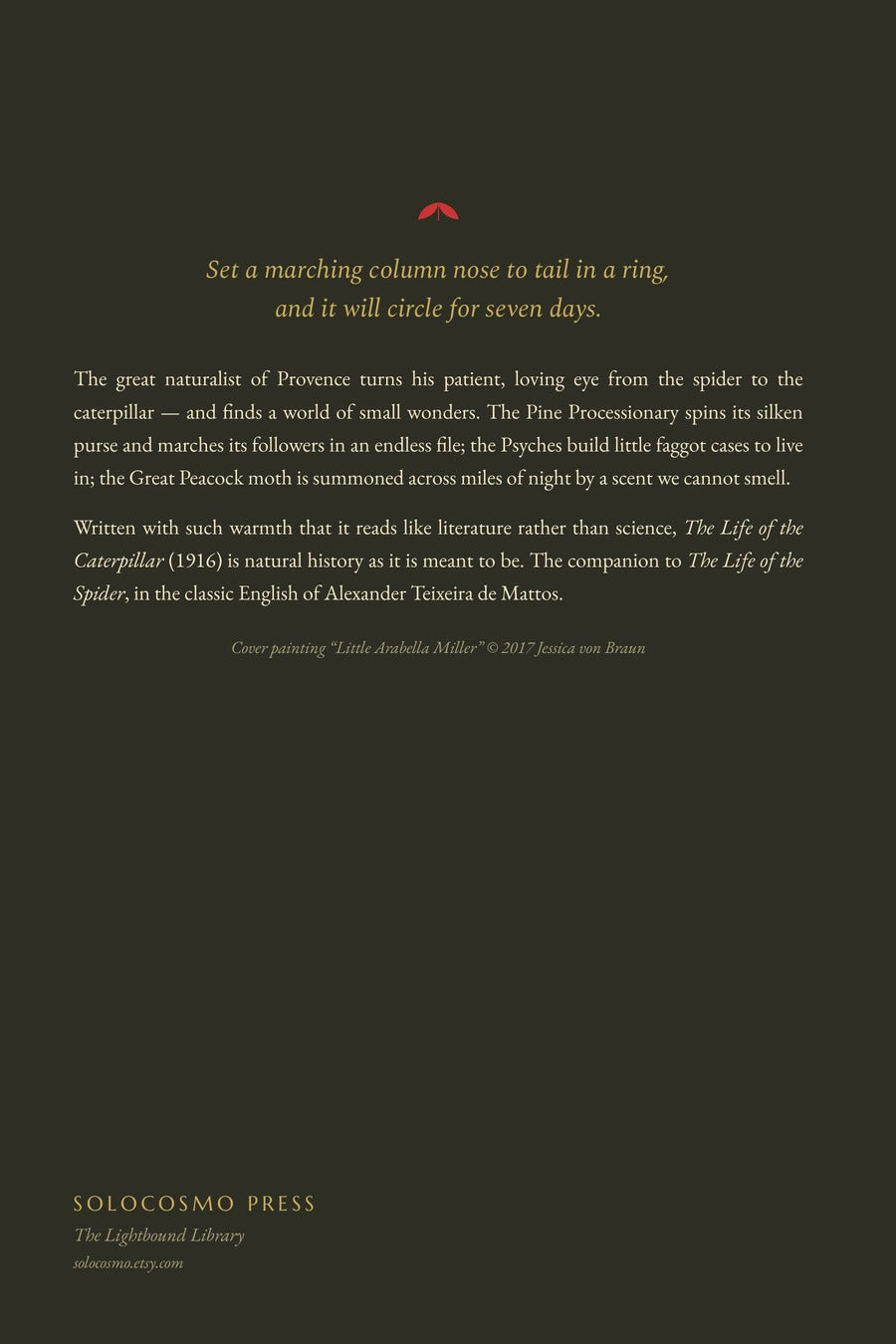 The Life of the Caterpillar, back cover