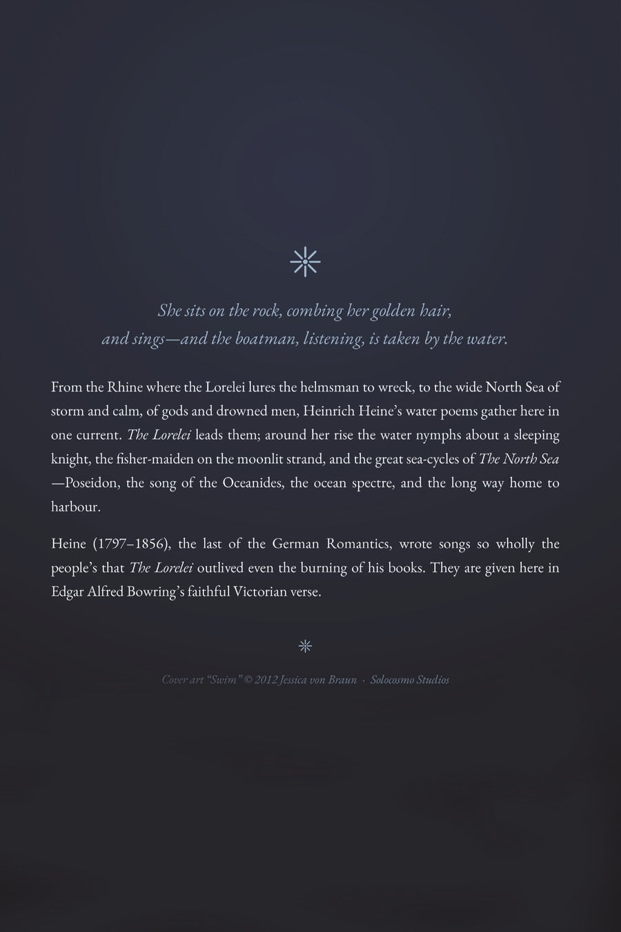 The Lorelei, back cover